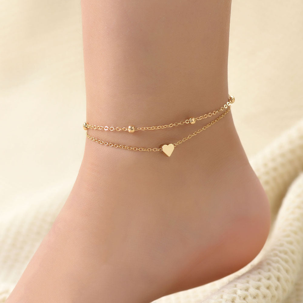 Double Layer Heart Anklet