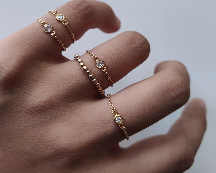 Beautiful 14K Gold-Plated Single Zircon Stone Ring