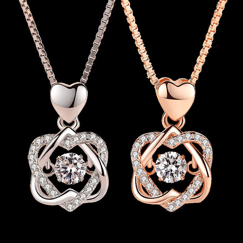 Rose Gold Heart Necklace in 925 Silver