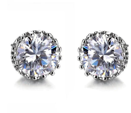 Elegant 3A Zirconia Platinum Plated Stud Earrings