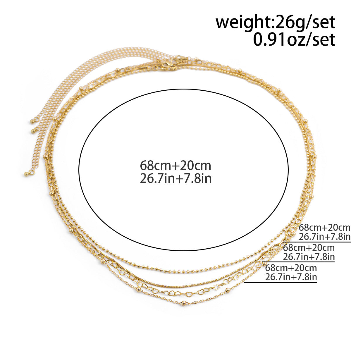 Layered Metal Heart Beading Waist Chain