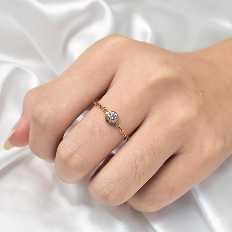 Beautiful 14K Gold-Plated Single Zircon Stone Ring