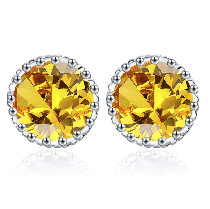 Elegant 3A Zirconia Platinum Plated Stud Earrings