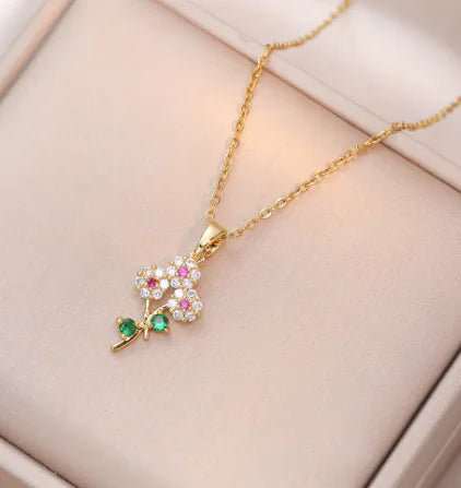 Gold Plated Three Flower Necklace