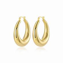 Vintage-Style Hoop Earrings in gold-plated 925 Sterling Silver (Pair)