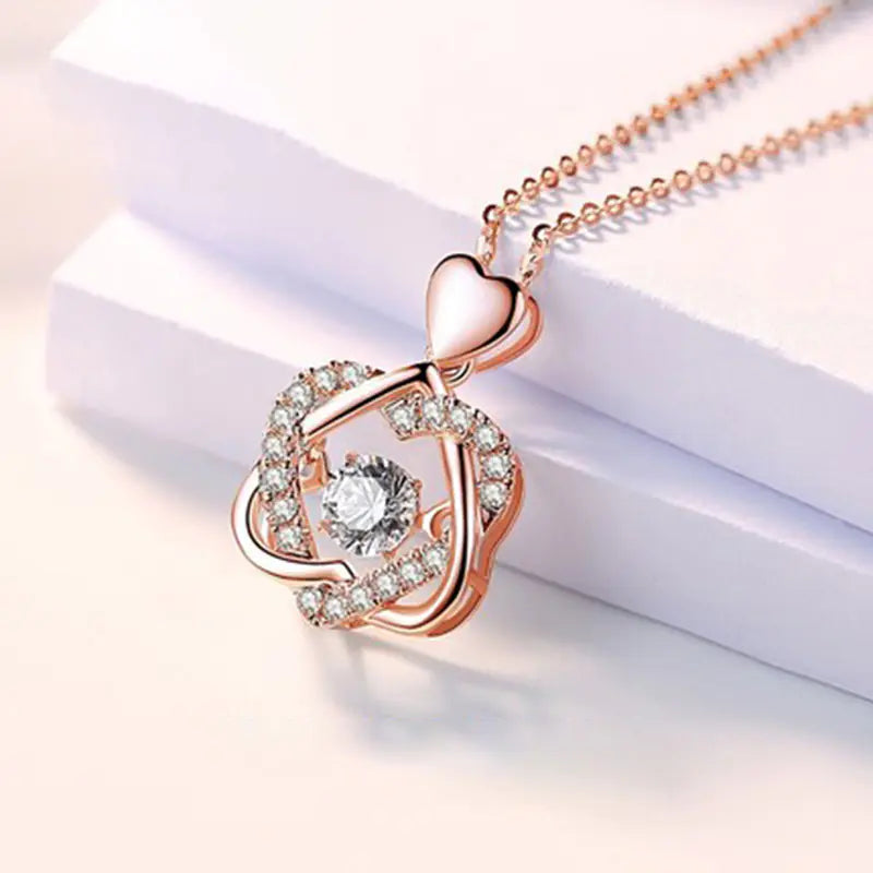 Rose Gold Heart Necklace in 925 Silver