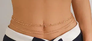 Layered Metal Heart Beading Waist Chain