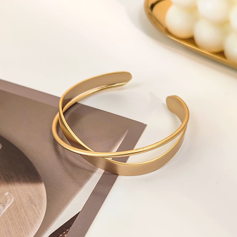 Simple Gold Plated Wave Cross Bracelet for Women