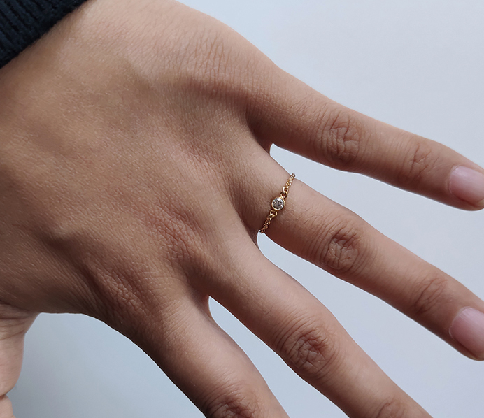 Beautiful 14K Gold-Plated Single Zircon Stone Ring