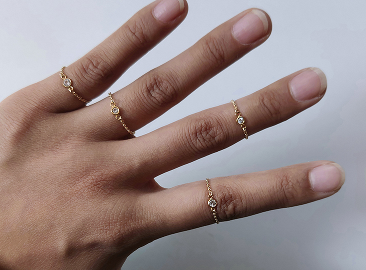 Beautiful 14K Gold-Plated Single Zircon Stone Ring