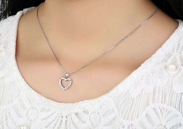 Heart Necklace, Sterling Silver Pendant