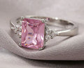 Radiant Zirconia Pink Ring, Elegant 925 Silver