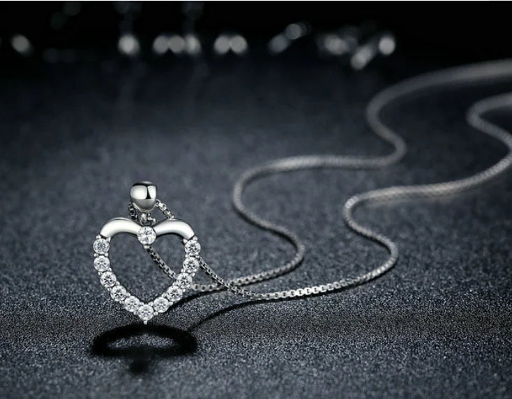 Heart Necklace, Sterling Silver Pendant
