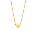 Initial Love Necklace - 18K Gold Plated Heart Pendant (One)