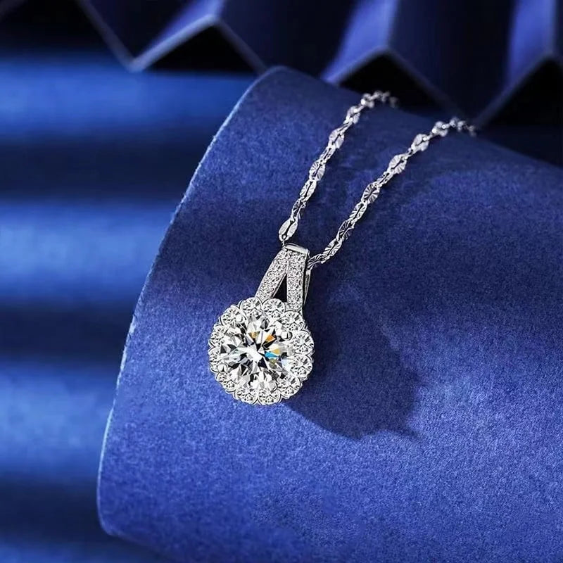 Moissanite Sunflower Necklace S925 Sterling Silver