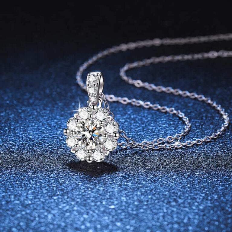 Moissanite Sunflower Necklace S925 Sterling Silver